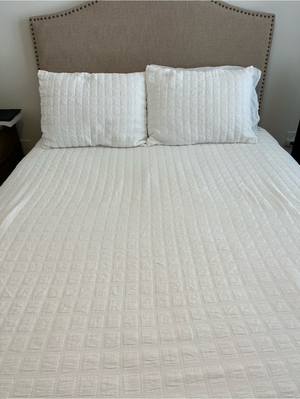 White Quilted Coverlet Set - Classic Textured Bedspread and Shams